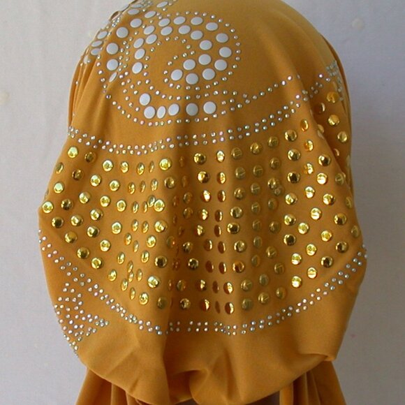 YELLOW  Pre-Tied Stud Fashion Cap Slip On Bonnet Hijab Undercap #2 - Picture 1 of 3